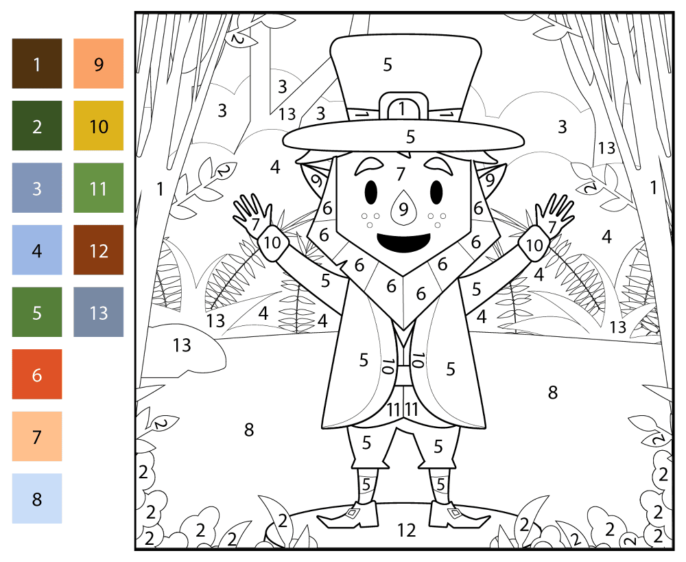 Leprechaun Color By Number Coloring Page Md Coloring Page — Free Printable — free printable coloring page